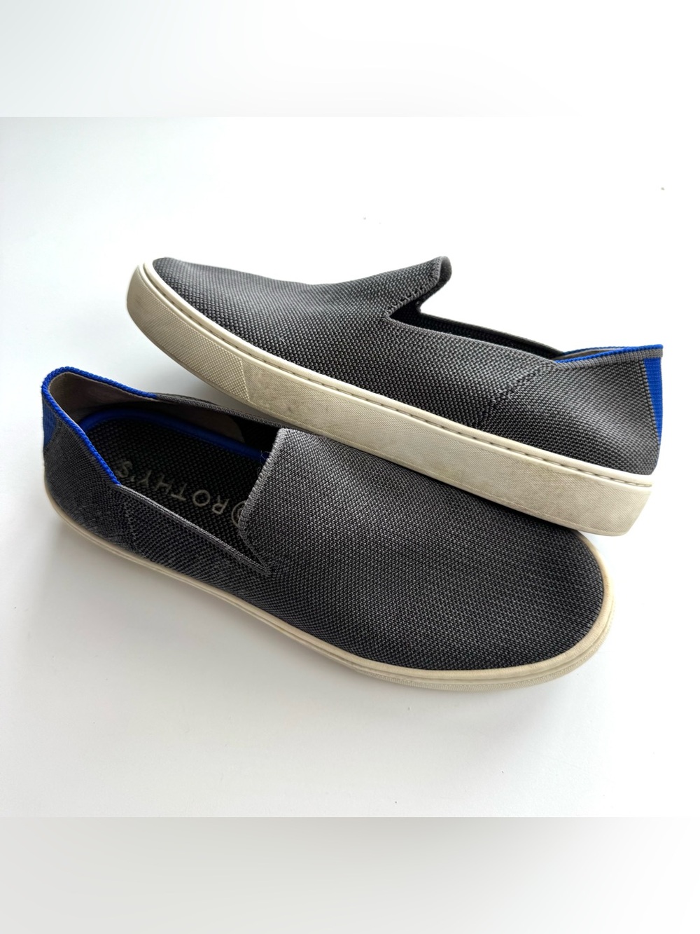 Rothy's The Original Slip On Knit Sneakers Comfort Shoes Gray Casual Womens Sz 9